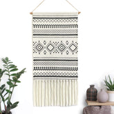 Dremisland Macrame Woven Wall Hanging Tapestry- Boho Chic Bohemian Home Decor Geometric Art Decor Boho Backdrop - Beautiful Apartment Dorm Room Door Decoration, 17.7" W x 32" L (Sendia-Black) image 0